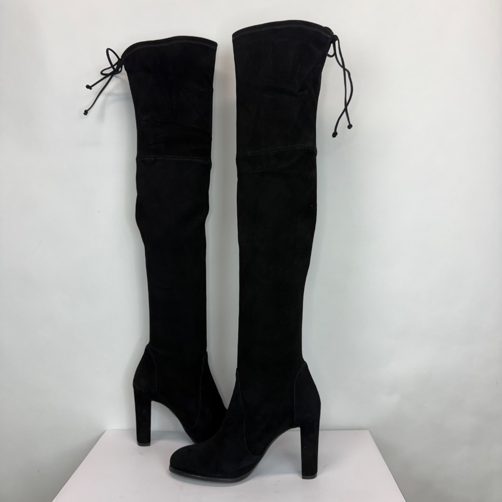 New Stuart Weitzman Highland Over The Knee Boot Black Suede Sz 9 - Picture 13 of 16